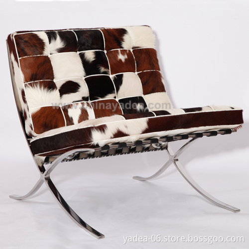Luxury furniture wholesale reclining chair leather barcelona chair knock off cowhide dining chair